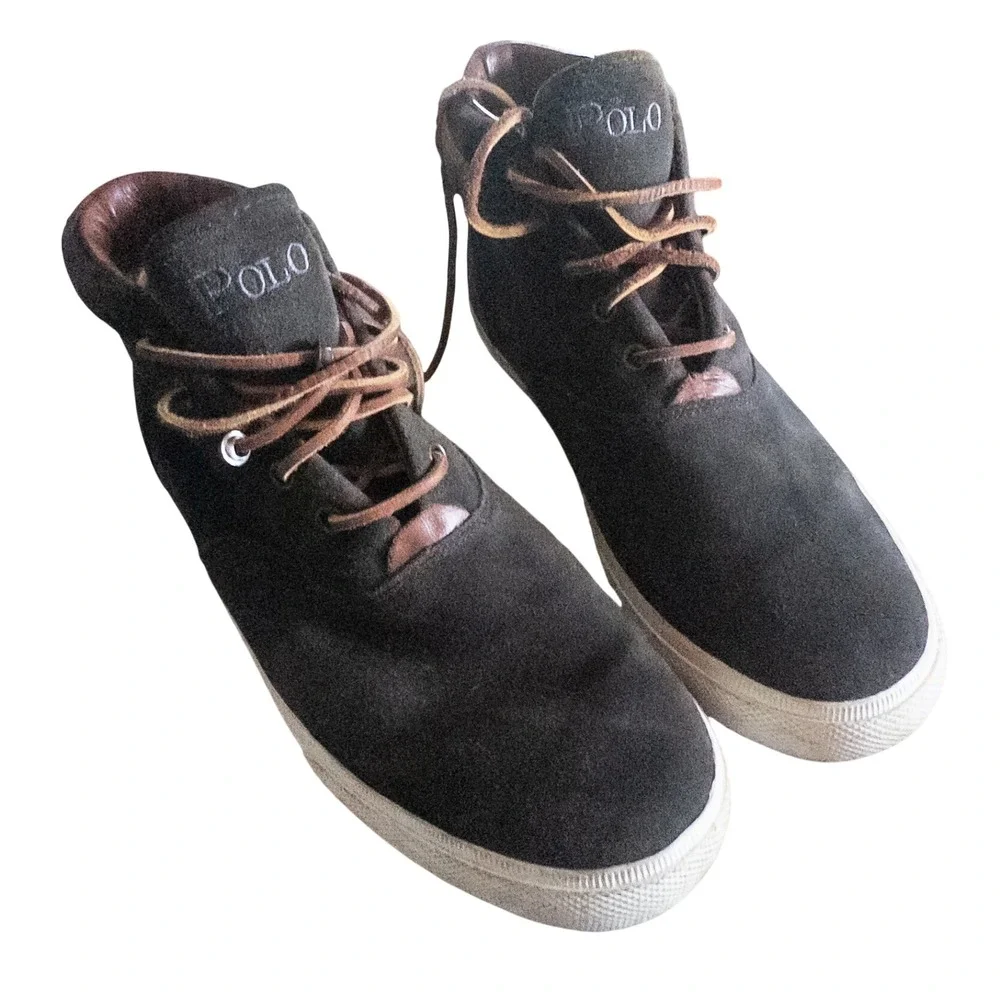 Polo Ralph Lauren Zale Oiled Suede Leather Boots Mens 10.5D Brown